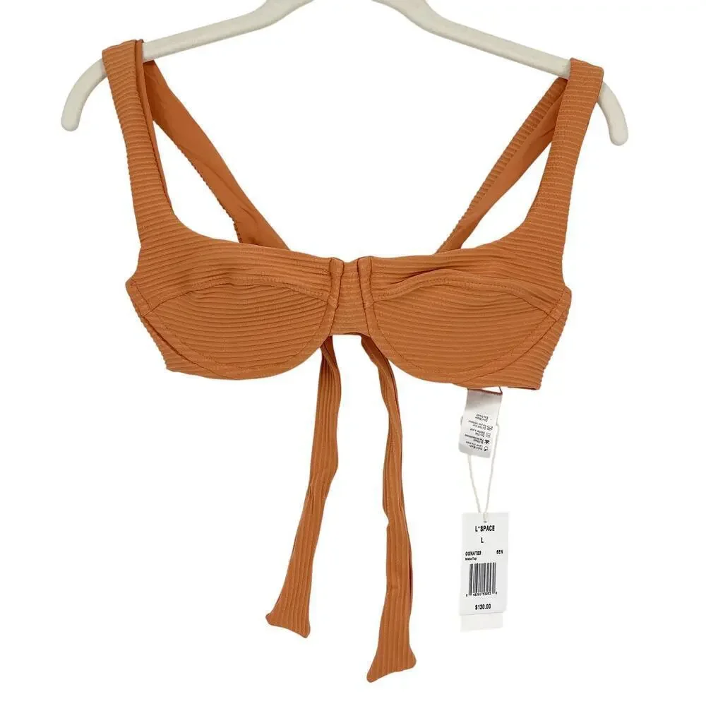 L*Space Eco Chic Repreve Nikita Bikini Top in Sienna Size Large NEW NWT